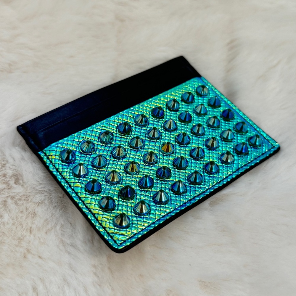 Christian Louboutin Iridescent Spikes Card Holder Wallet